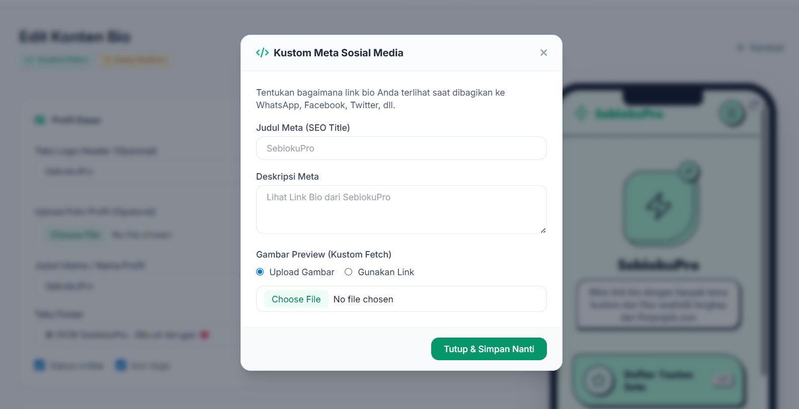 Source Code SebiokuPRO – Link Bio Maker, Shortlink & QR Code Update Gratis